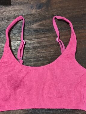 Bar III Pink Textured Women's Swim Top Medium